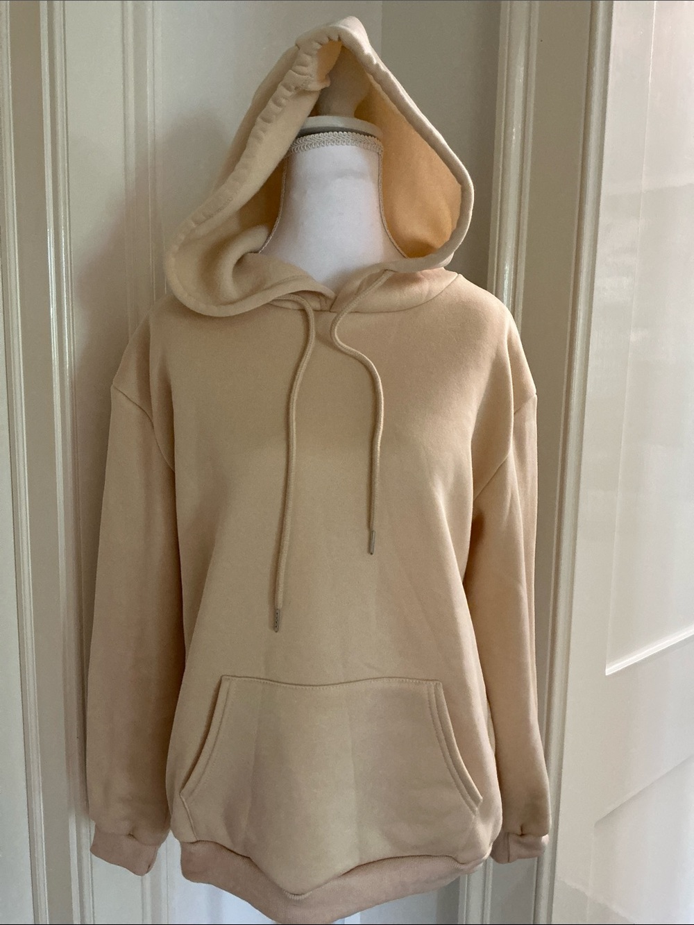 SHEIN Cream Fleece Pullover Hoodie